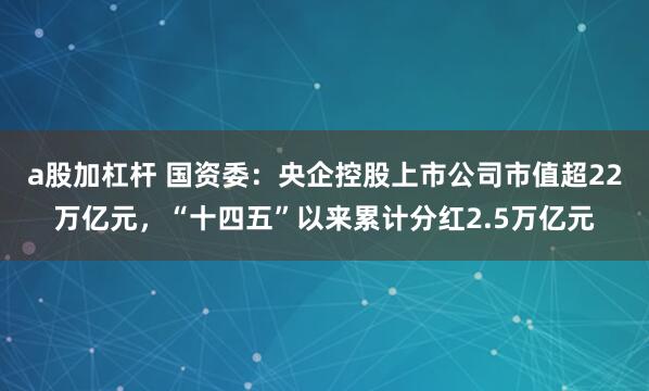 a股加杠杆 国资委：央企控股上市公司市值超22万亿元，“十四五”以来累计分红2.5万亿元